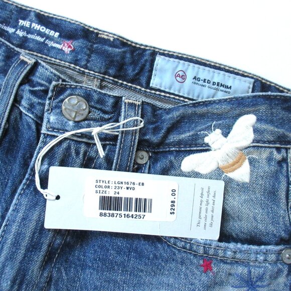 NWT Adriano Goldschmied AG Phoebe in 23 Years Woven Dreams Embroidered Jeans 24 - Picture 4 of 7